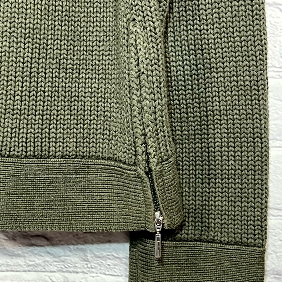 Vintage Talbots Cable Knit Mock Neck Sweater Womens Size Small Green Zip - Picture 12 of 15